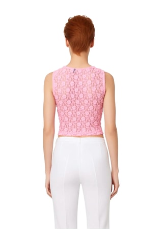 Frm Kadın Vücuda Oturan Bisiklet Yaka Kolsuz Örme Dokulu Crop Üst Kal Pembe