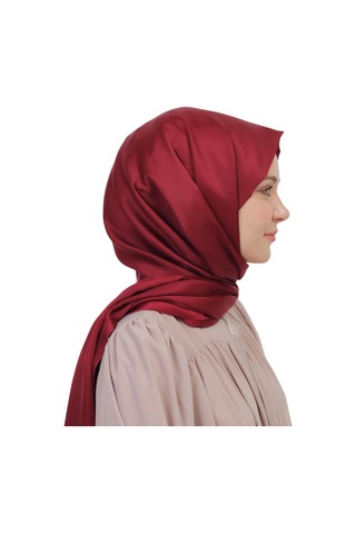 Çift Taraflı Düz Jakar Şal Parlak & Mat Dokulu, Özel Gün Şalı, Düz Renk Bordo