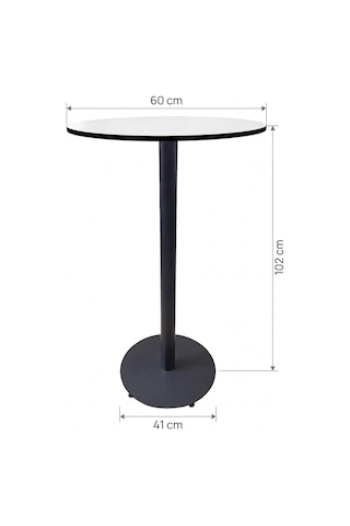 Tr Matte Prime Beyaz Yuvarlak Kompakt Laminant 102cm Bistro Metal Masa - Cafe, Otel, Restoran Masası Genel