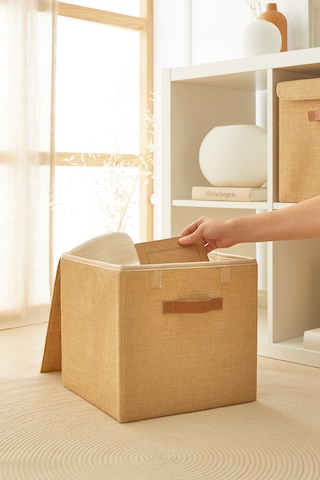 Ocean Home Textile Jüt Kapaklı Kutu 30 x 30 x 30 cm