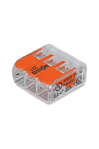Wago 221-413 3'lü Yaylı Tırnaklı Buat Klemensi 3 x (0.2-4 Mm)