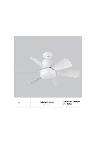 Aurora Fan Lambasıgüçlü Tonluışık Sessiz Beşyapraklı Küçük Tavan Vantilatörülambası Beyaz