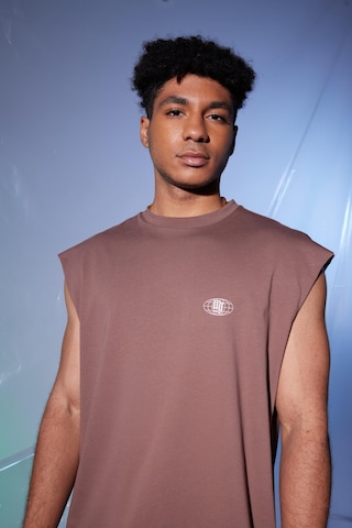Woof Gym Connected By The Mindset Baskı Tank Top (Kakao) Kahverengi