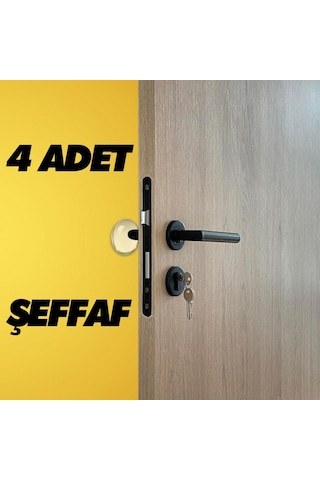 Yapışkanlı Kapı Stoperi Kapı Kolu Çarpma Engelleyici Şeffaf 4adet