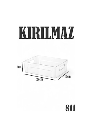 Kırılmaz Ultra Dayanıklı Buzdolabı Düzenleyici Organizer Kutu Şeffaf - 28x19x9cm 811 Tek Renk
