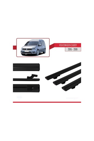 Volkswagen Caddy 2015-2019 Arası İle Uyumlu Basic Model Ara Atkı Tavan Barı Siyah 3 Adet