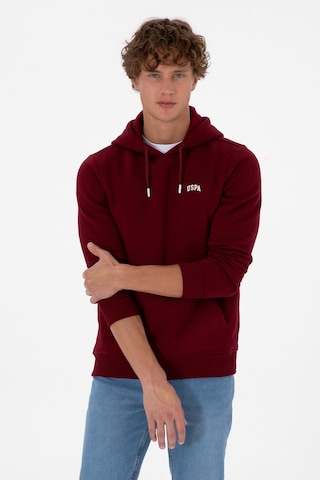 U.S. Polo Assn. Erkek Regular Fit Kapüşonlu Şardonlu Bordo Basic Sweatshirt 50315582-VR014
