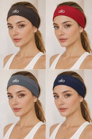 Yoga Saç Bandı Bandana Aloyazılı Lacivert Saç Bandı - Bandana - Lacivert Saç Bantı Açık Kahverengi