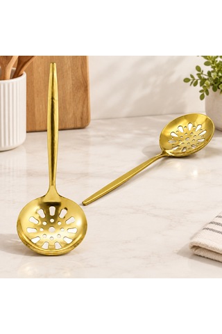 Metal Altın Servis Kevgir 27 Cm Renkli