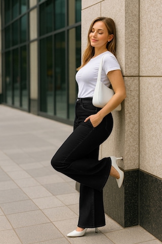 Cedy Denim Cedy Denım - Kadın Büyük Beden İspanyol Paça Yüksek Bel Skinny Fit Likralı Pantolon C628 Siyah