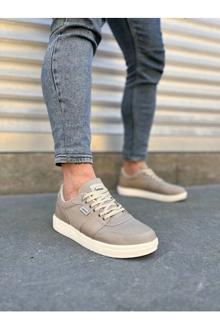 Mevese Camden Bağcıklı Keten Kumaş Erkek Günlük Sneaker Ayakkabı Bej