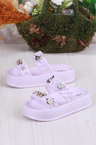 Fort Bella E423 Plaj Deniz Havuz Terliği Hafif Rahat Esnek Kız Çocuk Terlik Pudra