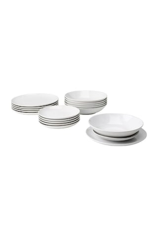 Ikea Godmıddag Seramik 6 Kişilik 18 Parça Yemek Takımı 20-26 Cm Beyaz Yuvarlak