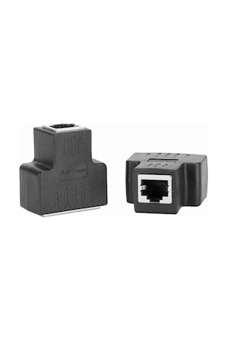 Fosenze Siyah 1 Giriş 2 Çıkış Rj45 Ethernet Kablosu Adaptörü, Ağ Genişletici Ayırıcı, Sabit Sinyal, Plug & Play, Evrensel Uyumlu 2 Adet