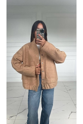 Kadın Vizon Buklet Bomber Mont Ceket - 2024 Trend Ceket 001