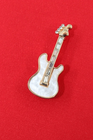 Sedef Gitar Broş. Yaka İğnesi Gitarlı Broş. Tasarım Gitar Broş. Erkek Broş. Kadın Broş. Gitar Broş. Gold