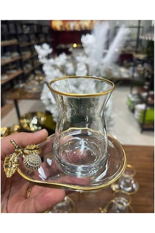 Çnr Home Collection Paşabahçe Özel Seri 6 'lı Çay Seti Sarı