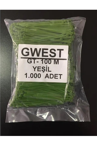 Gwest 2,5X100Mm. (10Cm.) Yeşil Renk Plastik Kablo Bağı 1000 Adet