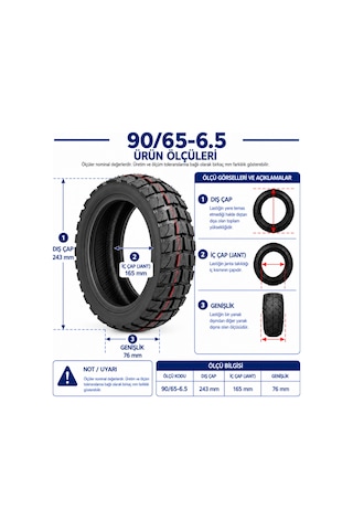 Tuovt 90/65-6.5 Td-8009 Off-road Tubeless Elektrikli Scooter Dış Lastik