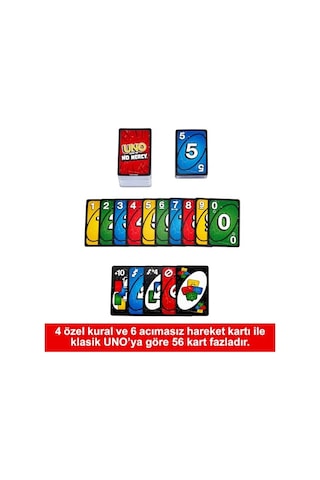 Uno No Mercy Kartlar Çocuklara, Yetişkinlere, Aileyle Bir Araya Gelinen Akşamlara, Partilere Ve Seyahatlere Yönelik Uno No Mercy Kart Oyunu Hwv18