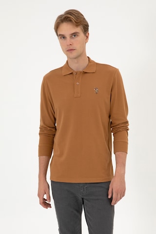 U.S. Polo Assn. Erkek Regular Fit Polo Yaka Camel Basic Sweatshirt 50313772-VR233