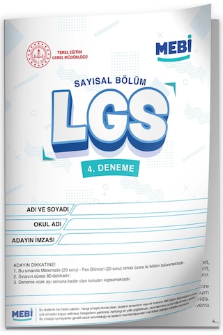 2026 LGS 8.sınıf Meb Online Türkiye Geneli 4. Deneme (Sayısal–SÖZEL) Büyük Boy Renkli Baskı Ücreti