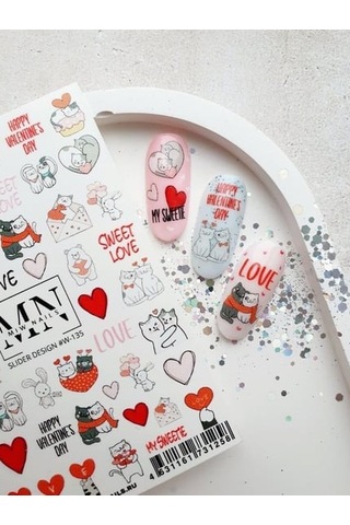 Nail Art Slider Stiker Yaz Koleksiyonu W135 Beyaz