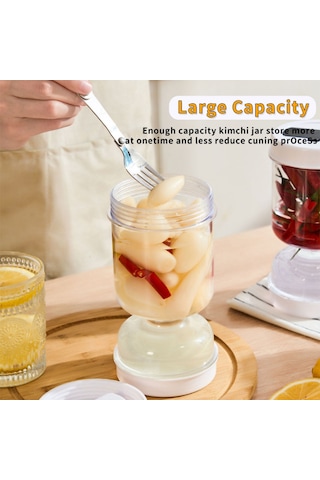 Neevoyu Beyaz Plastik 800ml 2'li Bölmeli Fermente Kabı, Gömlek Çatalı İçeren, Nem Ve Kuru Ayrımı, Görünür Kapağı İle Mutfak Taze Mevsim Sebzeleri Muhafazası Beyaz