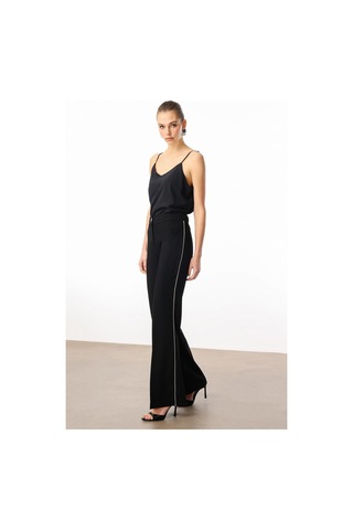 Moda İlgi Kadın Yanları Şerit Swaroski Pantolon 5008 Siyah Siyah