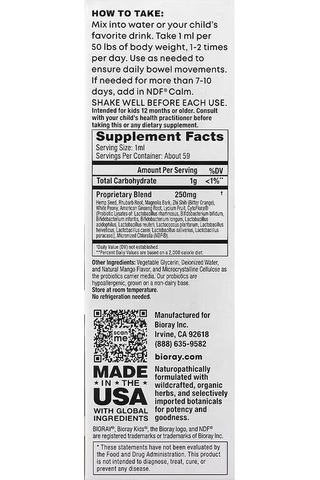 Bioray Kids Ndf Pooper Children's Digestive Support Mango 2 Fl Oz 59 Ml