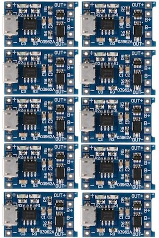 Tp4056 Micro Usb 1s 3.7v Lipo, Li-ion Pil Bms Korumalı Şarj Devresi - 10 Adet