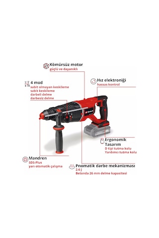 Einhell TP-HD 18/26 D Li BL - Solo Kömürsüz Akülü Kırıcı Delici (Akü ve Şarj Hariç) - 4514270
