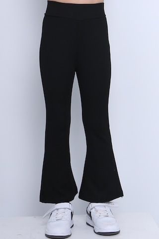 Kız Çocuk Tayt İspanyol Paça Düz Renk D17 Siyah