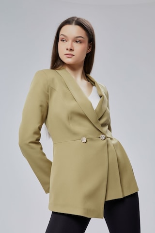 Haki Regular Fit Pile Detaylı Blazer Ceket Haki