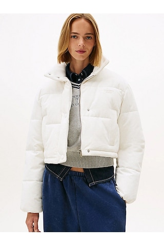 Tommy Hilfiger Tjw Kadife Şişme Kadın Beyaz Ceket Dw0dw21658ybh Beyaz