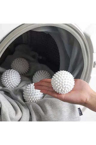 Maiyame 4'lü 5.5 Cm Silikon Çamaşır Makinesi Topları - Yumuşak, Fleksibl Ve Derin Temizleme - 60 C'ye Kadar Uygun Pvc Malzeme Beyaz