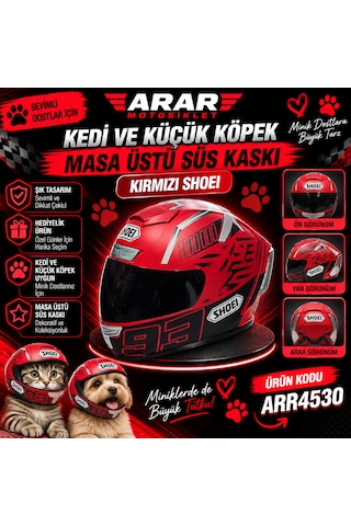 Kedi Ve Küçük Köpek-masa Üstü Süs Kaskı Kırmızı Shoeı-4530