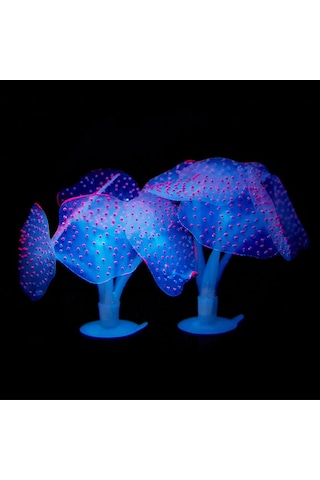 Sones Akvaryum Ürünleri Dekorasyon Silikon Simülasyon Floresan Vantuzlu Denizanası, Boyut: 10 10 9cm Pembe