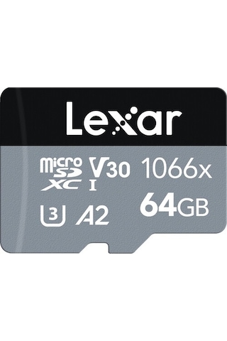 Lexar Professional 1066X LMS1066064G-BNANG 64 GB MicroSDXC UHS-I V30 U3 Hafıza Kartı + Adaptör