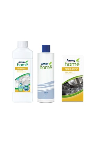 Amway Home Dish Drops Konsantre Sıvı Bulaşık Deterjanı 1 L + Dish Drops Ovma Teli 4 Adet + Ölçek Şişesi 500 ML