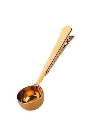 Büro Ev Ofis Mutfağı İçin 17cm Golden Çelik Mandallı Kahve Ölçü Kaşığı Gri