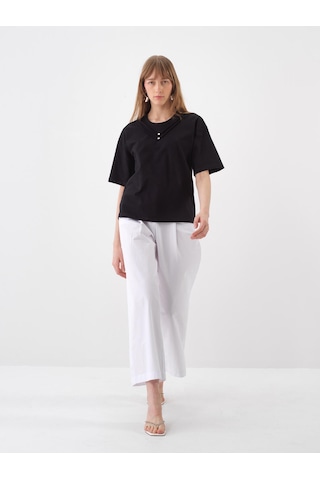 Xint Siyah Pamuk Dokulu Oversize Bluz 602471
