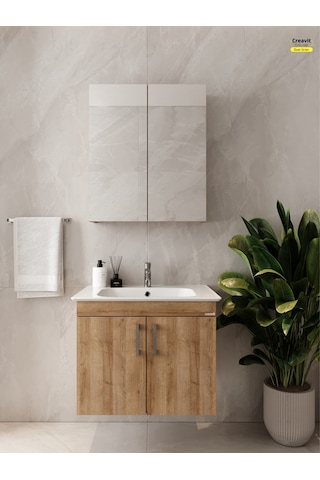 E10 65 Cm Everest Kapaklı Lavabo Dolabı İkili Set