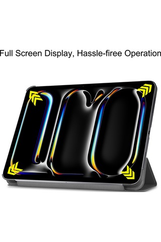 iPad Uyumlu Pro 11 2024 İçin Kılıf Pc+pu Üç Katlı Standlı Otomatik Uyandırma Uyku Tablet Kılıfı