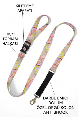 Caramelos Köpek Gezdirme Tasması, Bağlama Kilitli, Anti Shock 8 Koyu Pembe