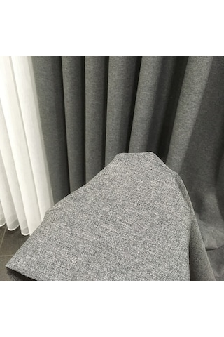 Perdefony Keten Fon Perde Koyu Gri