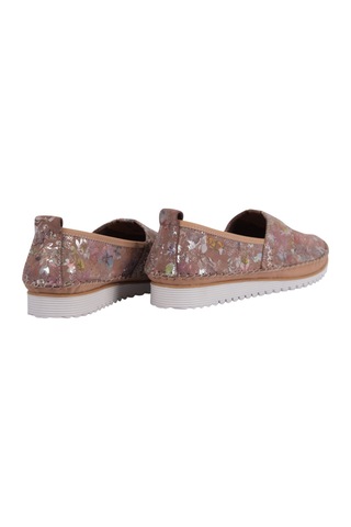 Napa Shoes Çiçek Desenli Rahat Taban Esnek Yapılı Günlük Konforlu Babet Ayakkabı Napa-108f Vizon