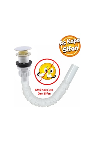 Elallar Körüklü Lavabo Banyo Taşı Sifon Gider Borusu Akordiyon Plastik Koku Giderici Savar 80 Cm