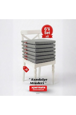 Xpermate 6'lı Sandalye Minderi Su İtici Kumaş 40 x 40 CM Antrasit