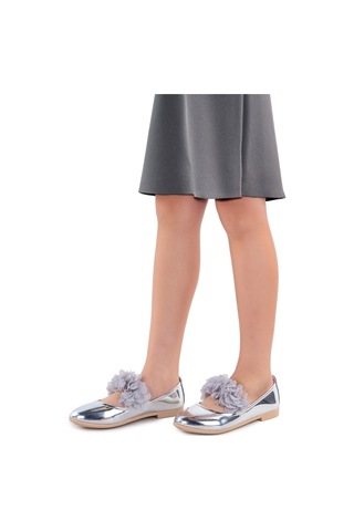 Kiko Kids Rugan Kız Çocuk Babet Ayakkabı Arç 02 Gümüş